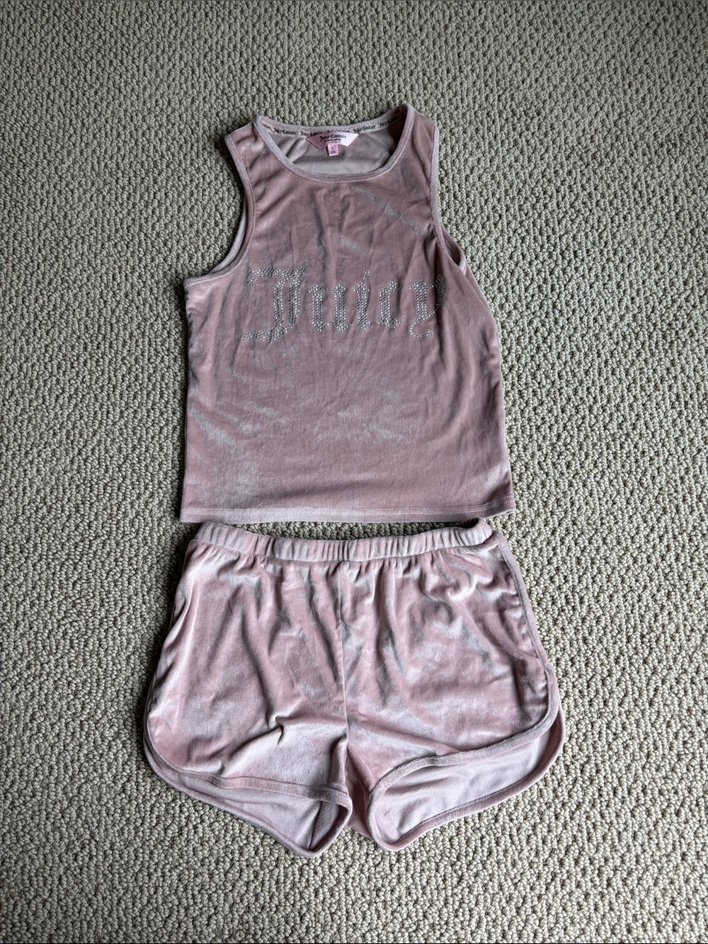Juicy Couture Dusty Pink Velour Tank & Short Lounge Set